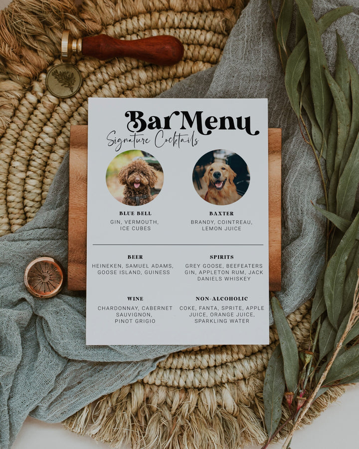 Pet Signature Cocktail Sign, Dog Signature Drink Sign, Minimalist Wedding Bar Menu, Dog Signature Cocktail Sign 065b - marryful