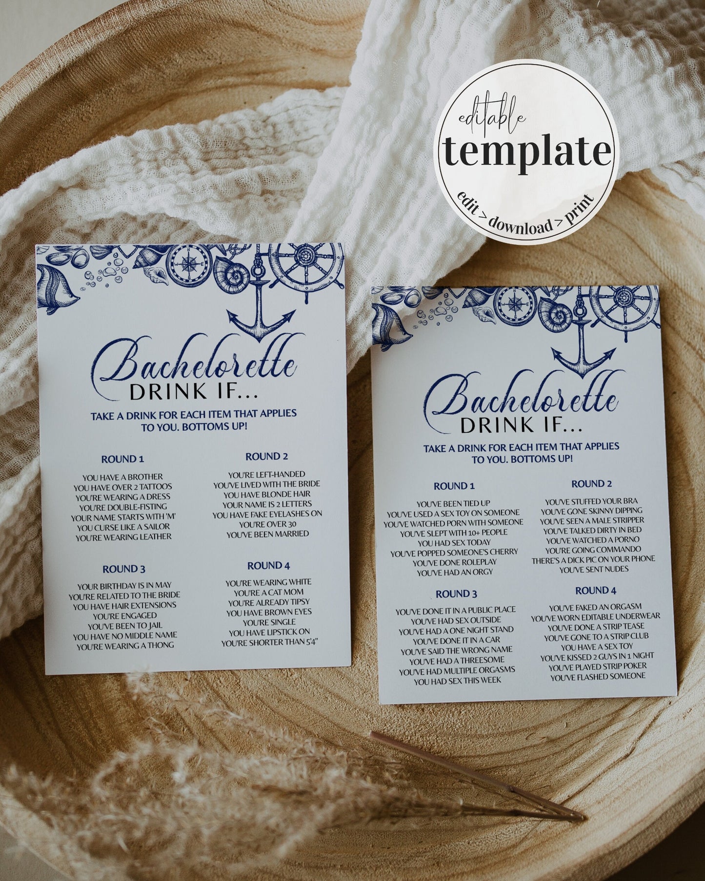 Nautical Bridal Shower Game Set | Printable Template