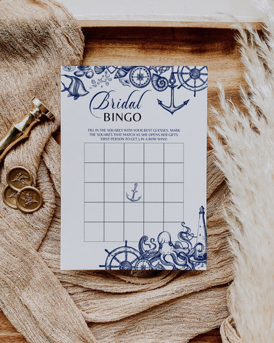 Bridal Bingo for Beach Bachelorette Party or Nautical Bridal Shower | Ladies Night Games Printable Template - marryful