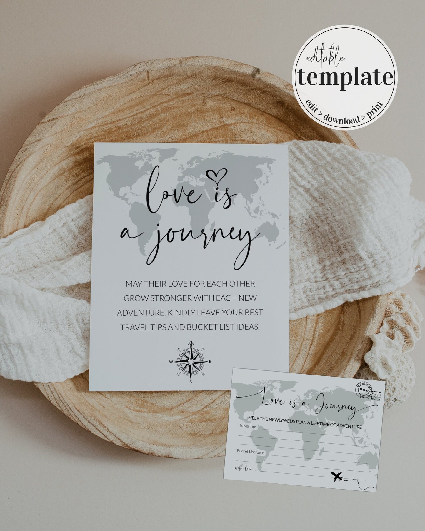 Destination Wedding Love is a Journey Bridal Shower Game for Newlyweds | Printable Wedding Game #072w