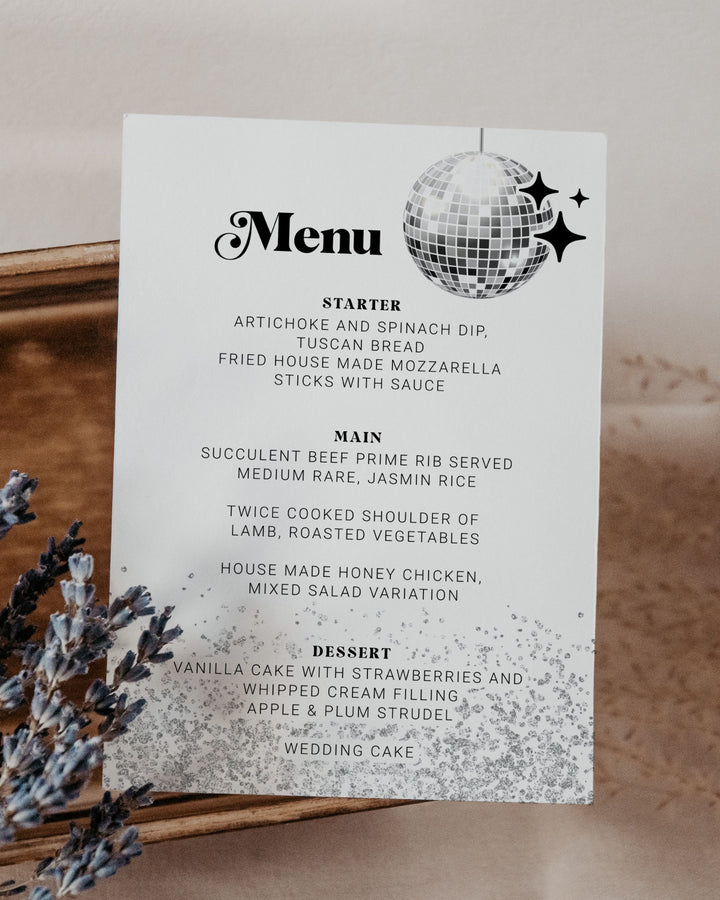 70s theme Menu Cards Template - marryful