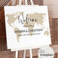 Destination Wedding Welcome Sign with Watercolor World Map for a Travel Themed Wedding #072w