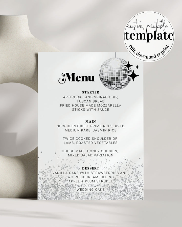70s theme Menu Cards Template - marryful