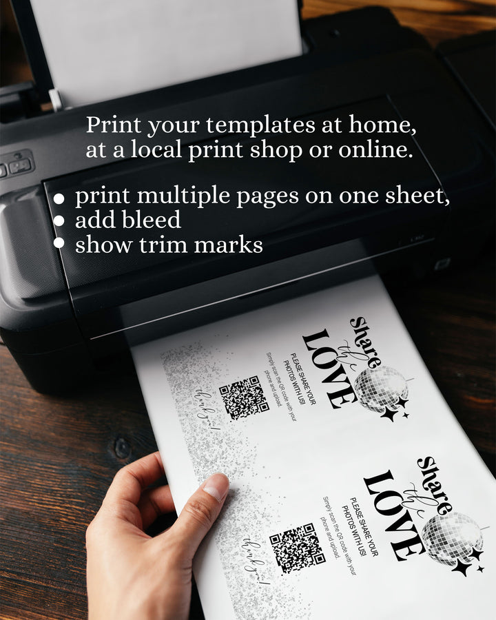 Capture the LOVE QR Code Sign for Disco themed retro Wedding | Share the Love Wedding Sign | Share Photos Decor | Printable Template 065d - marryful