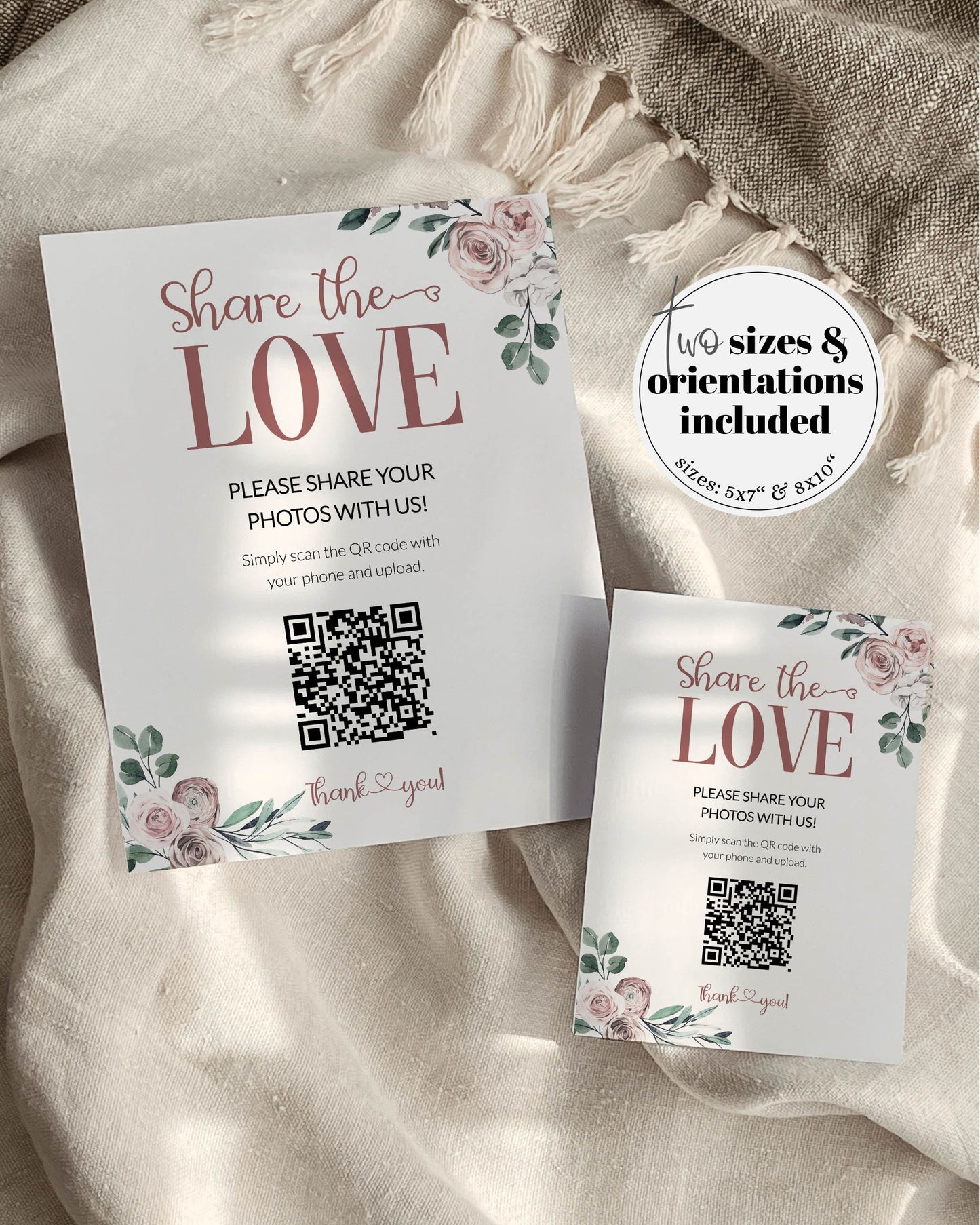 QR Code Sign "Share the LOVE" for Whimsical Wedding | Capture the Love Wedding Decorations | Share Photos Sign | Printable Template #075