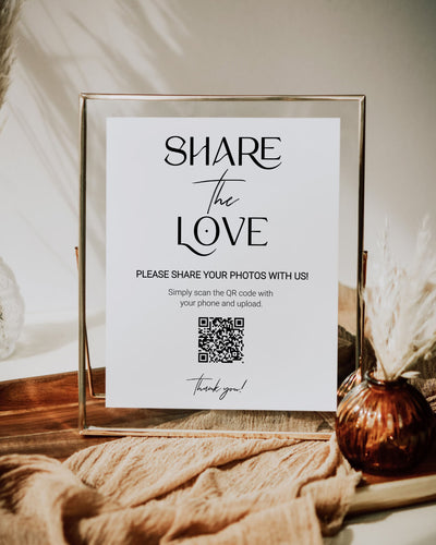 BOHO QR Code Sign "Capture the LOVE" | Share the Love Wedding Decor Signage | Snap a Photo Wedding qr Code | Printable Template 023 - marryful