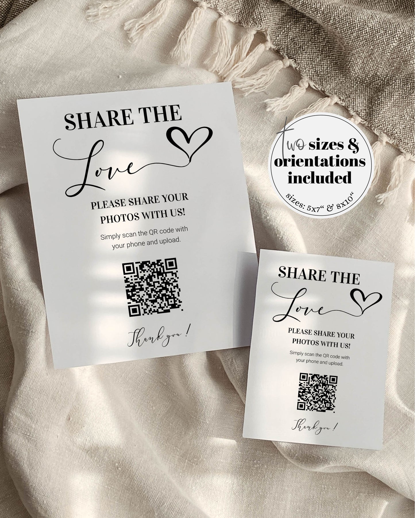 Capture the LOVE QR Code Sign | Share the Love Minimalist Wedding Sign | Share Photos Decor Sign | Printable Template #022