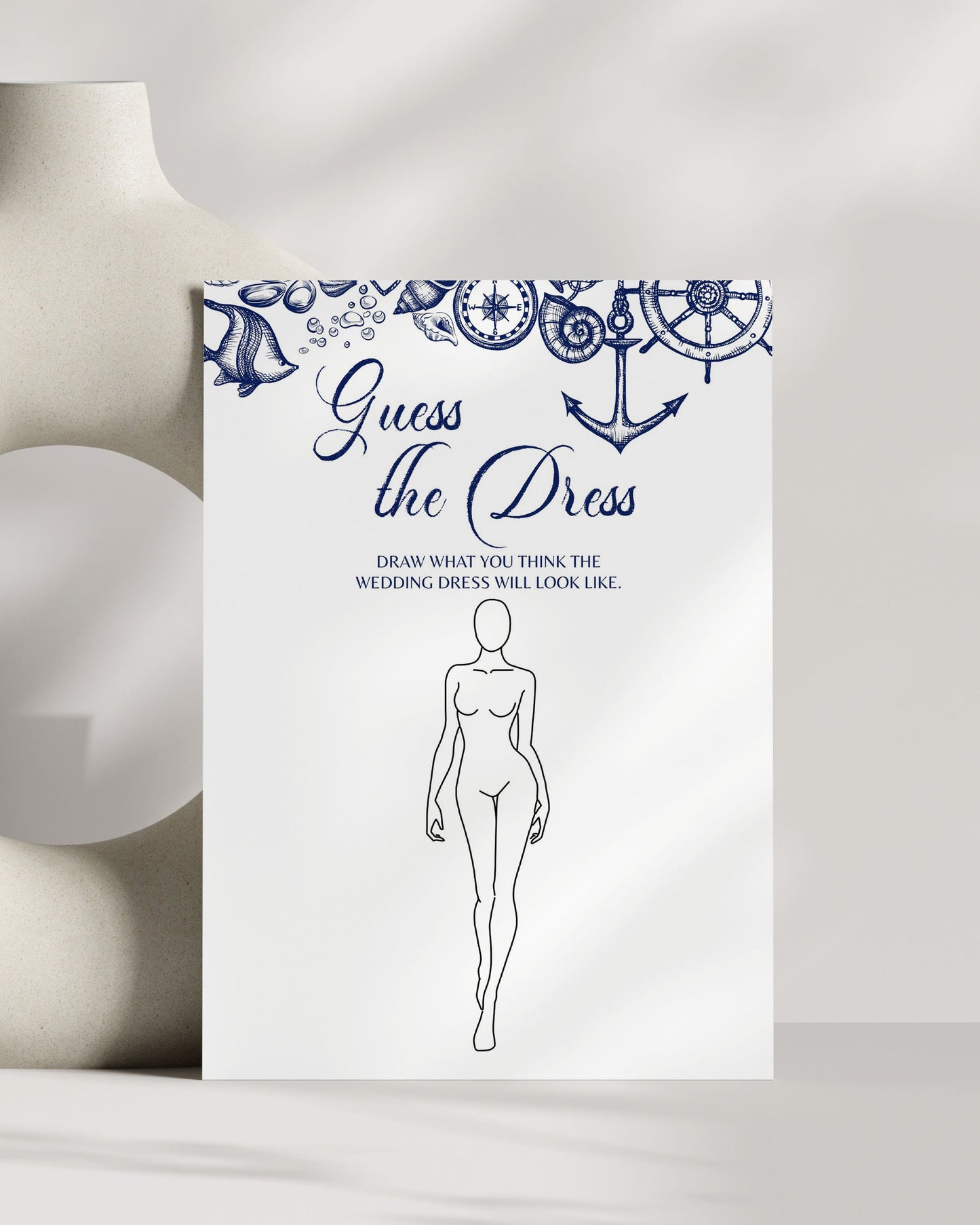 Guess the Dress Game for Nautical Bridal Brunch or Bachelorette Shower with a beach theme | funny ladies night games | Printable Template