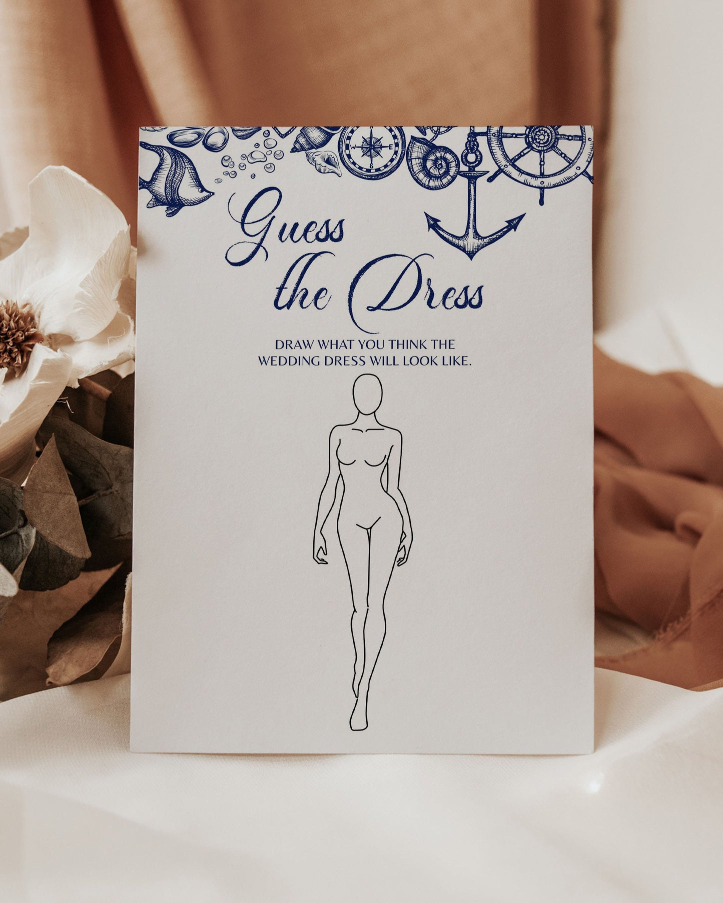 Guess the Dress Game for Nautical Bridal Brunch or Bachelorette Shower with a beach theme | funny ladies night games | Printable Template