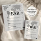 Bar Menu Sign for travel themed Destination Wedding | Custom Cocktail Bar Sign | Drink Menu with World Map | Printable Template #072w