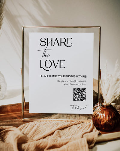 QR Code Sign "Capture the LOVE" for BOHO Wedding | Share the Love Wedding Decorations Sign | Share Photos Decor | Printable Template 023 - marryful