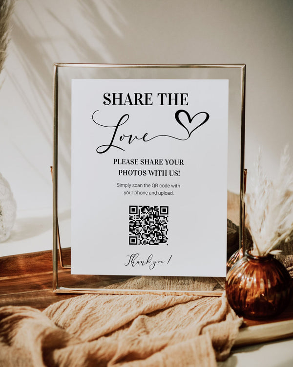 Capture the LOVE QR Code Sign | Share the Love Minimalist Wedding Sign | Share Photos Decor Sign | Printable Template #022