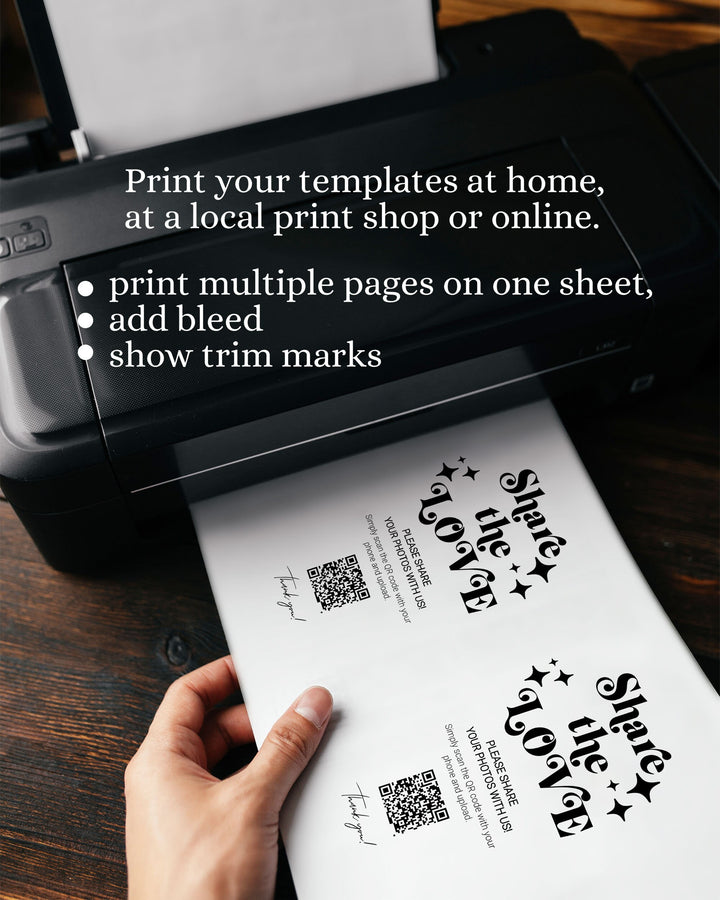QR Code Sign "Share the Love" for 70s themed retro Wedding | Capture the Love | Share Photos Wedding Decor Sign | Printable Template 065b - marryful