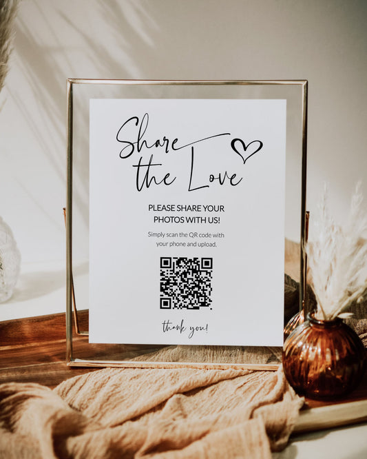 QR Code Sign Share the Love | Capture the Love Boho Wedding Sign | Share Photos Decor Sign | Printable Template #072