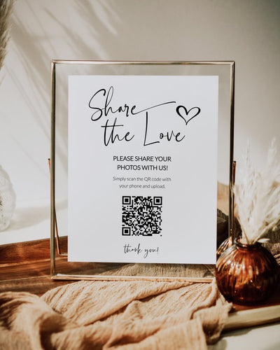 QR Code Sign Share the Love | Capture the Love Boho Wedding Sign | Share Photos Decor Sign | Printable Template 072 - marryful